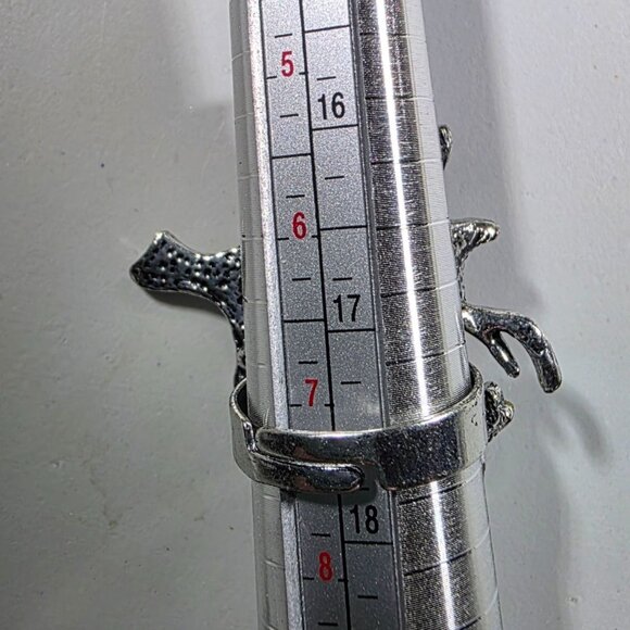 Rhinestone Parrot ring Silver-Tone Metal Bird adjustable - Picture 3 of 3